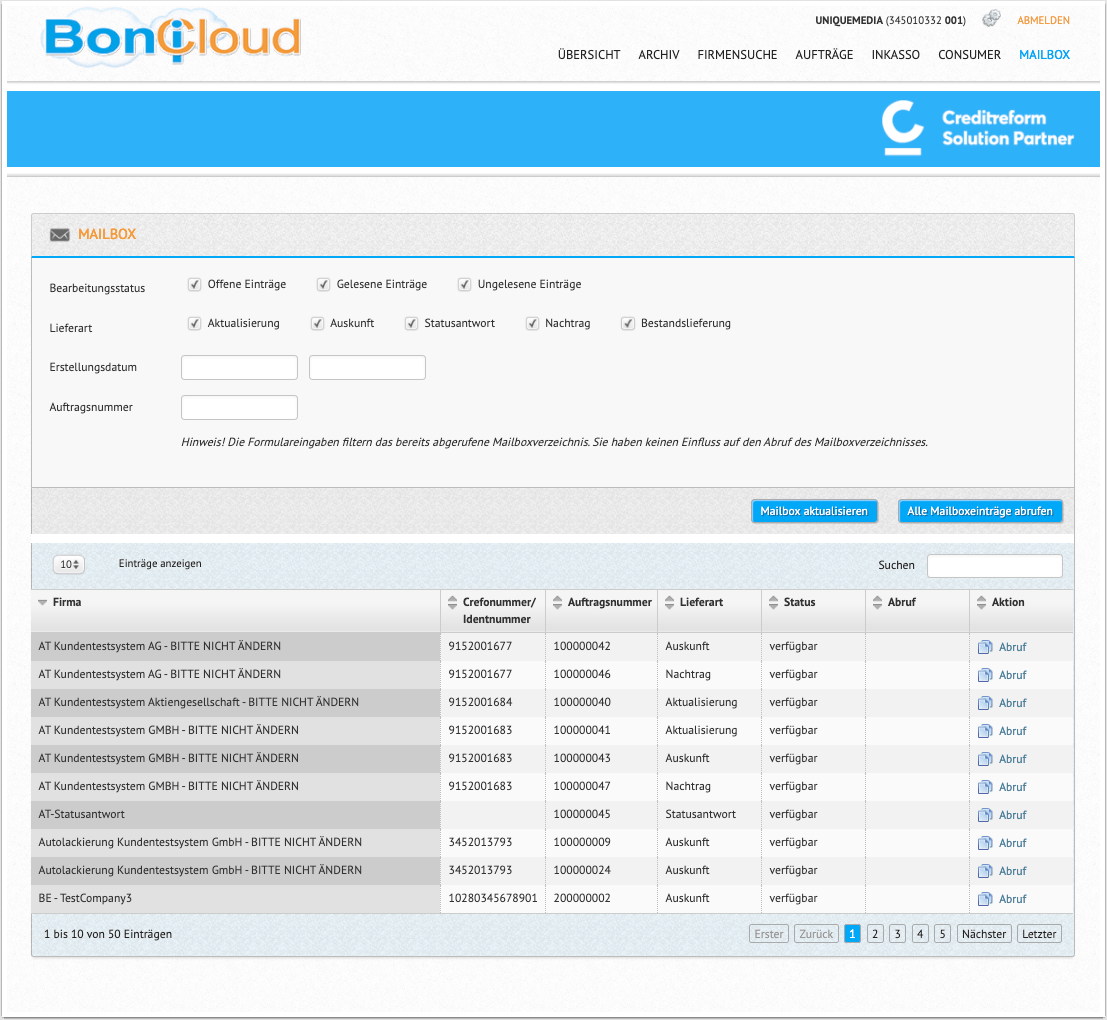 BoniCloud mailbox