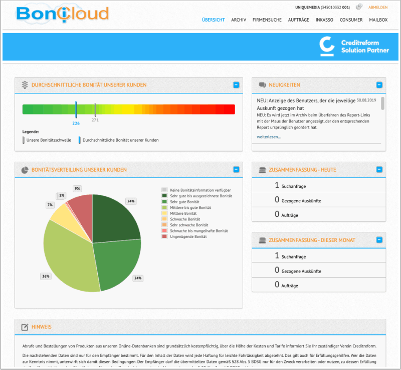 BoniCloud Übersicht